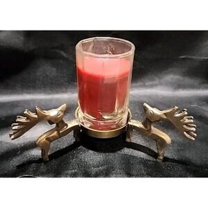 vintage Aromatique bronze reindeer votive candle holder